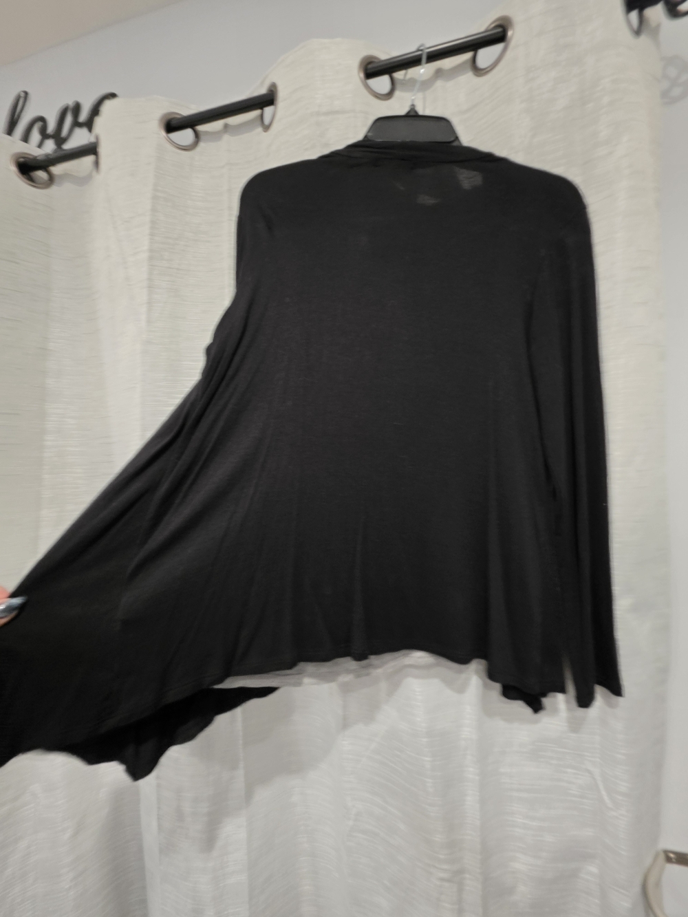 Espresso Women's Black Open-Front Cardigan with Rhinestone Detail - Picture 4 of 5